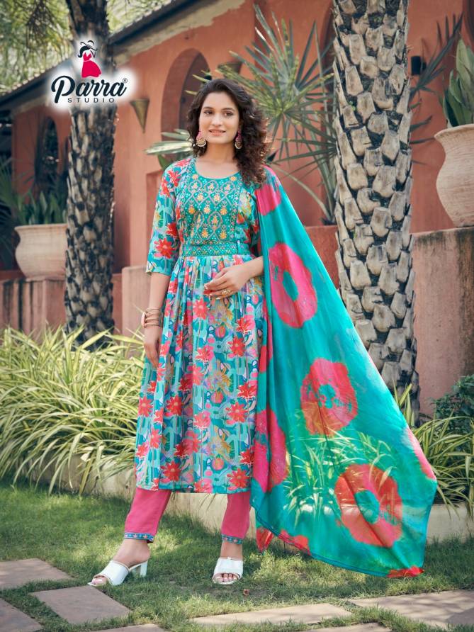 Parra Rangin Nayra Vol 1 Nayra Cut Kurti With Bottom Dupatta Catalog
